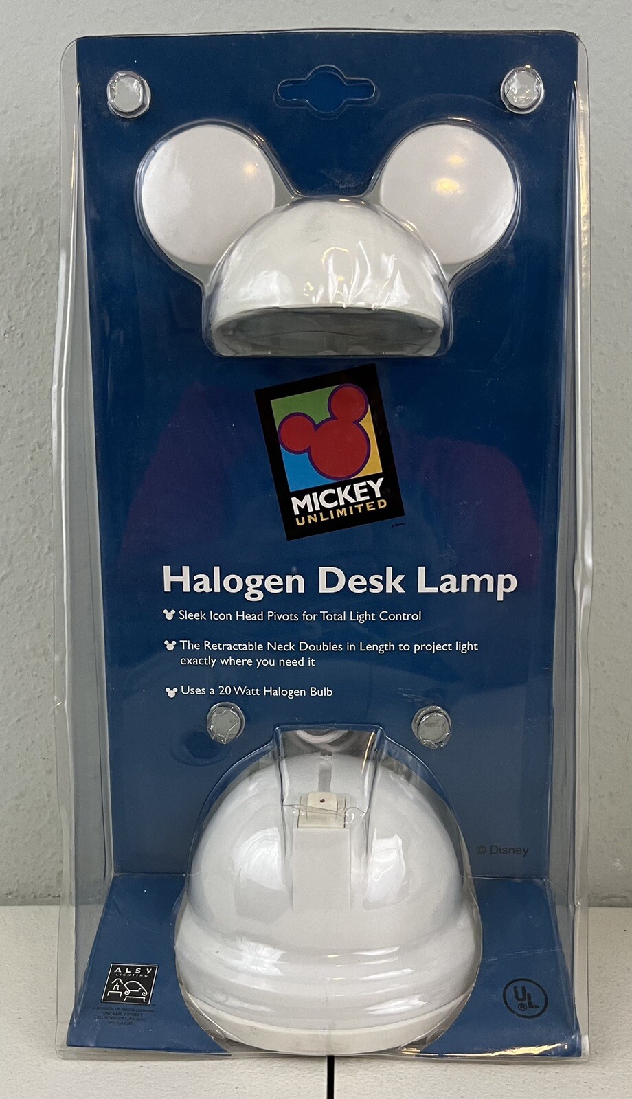 Mickey Mouse Disney Unlimited Halogen Desk Lamp White NEW