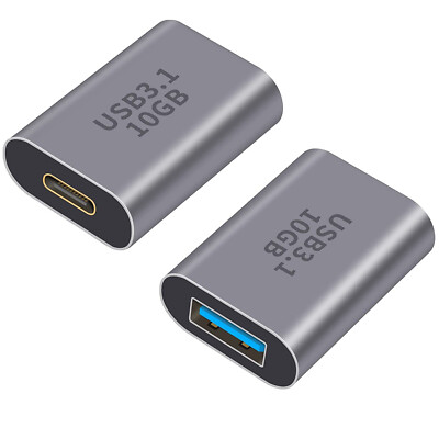 2x 10Gbps USB 3.1 A Female to Type C Female Converter OTG Adapter Fast Charging