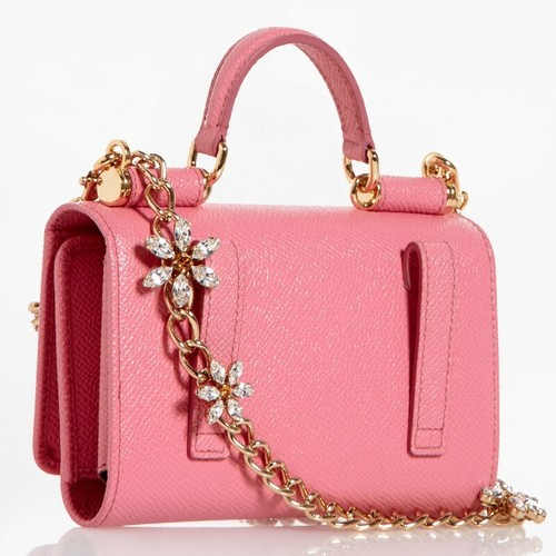 Dolce \u0026 Gabbana Sicily Von Belt Pink Leather Mini Bag with Crystal Chain |  eBay