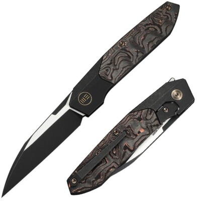 We Knife Co Ltd Folding Knife 3¼ M390 Steel Blade Titanium/Copper Foil/CF Handle