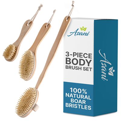 Dry Brushing Body Brush Set For Lymphatic Drainage & Cellulite 3pcs Detachable B
