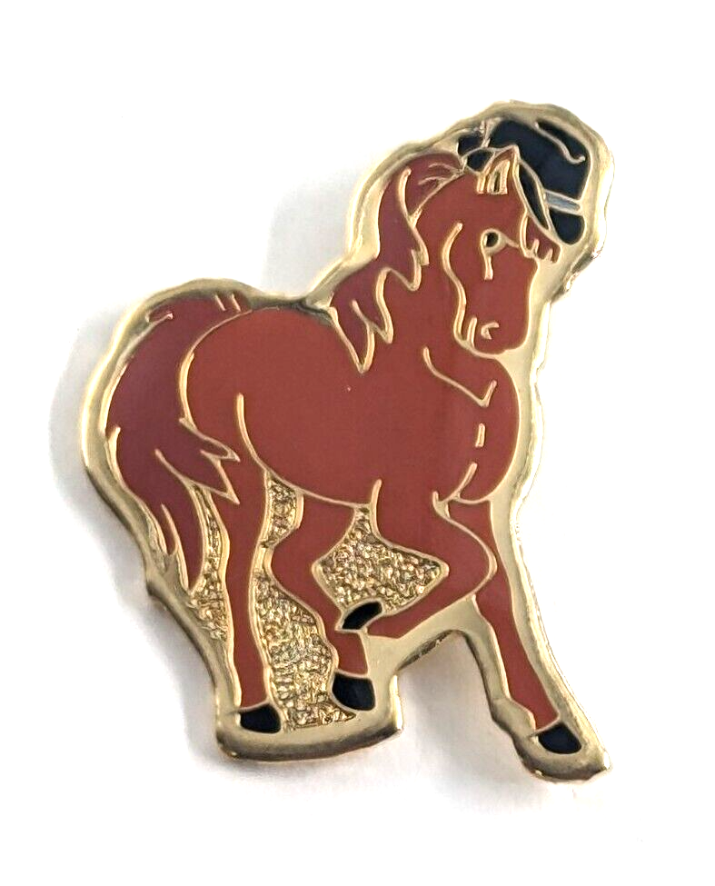 Cappello da cowboy pony cavallo occidentale cartone animato aniamale nero marrone oro spilla smaltata