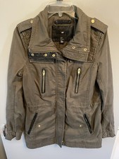 H  M Women  s Army Green Jacket, Full Zip, Pockets, Size 6 or Small