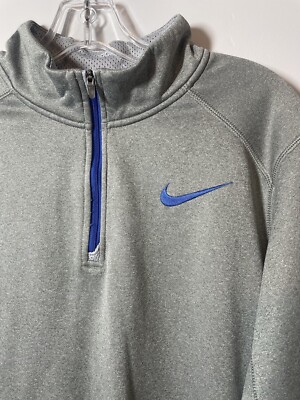 Nike Therma-Fit Mens M Quarter Zip Pullover Gray & Blue 715199-063