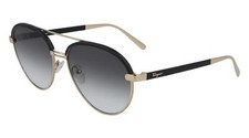 NEW SALVATORE FERRAGAMO SF 229SL 786 Rose Gold  Black Leather Sunglasses