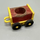 Fisher Price Vintage Little People Train Car Plastic Wood Yellow Red