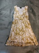 H&M Sundress Gold Yellow Floral Sleeveless Kne Length Sz S Garden Cocktail Beach