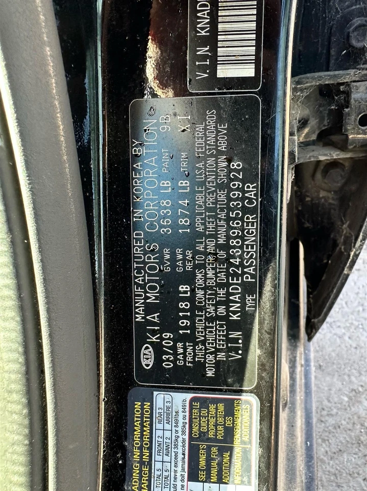 Used Wheel fits: 2009 Kia Rio 15x5-1/2 alloy 5 spoke Grade A - Image 2 of 4