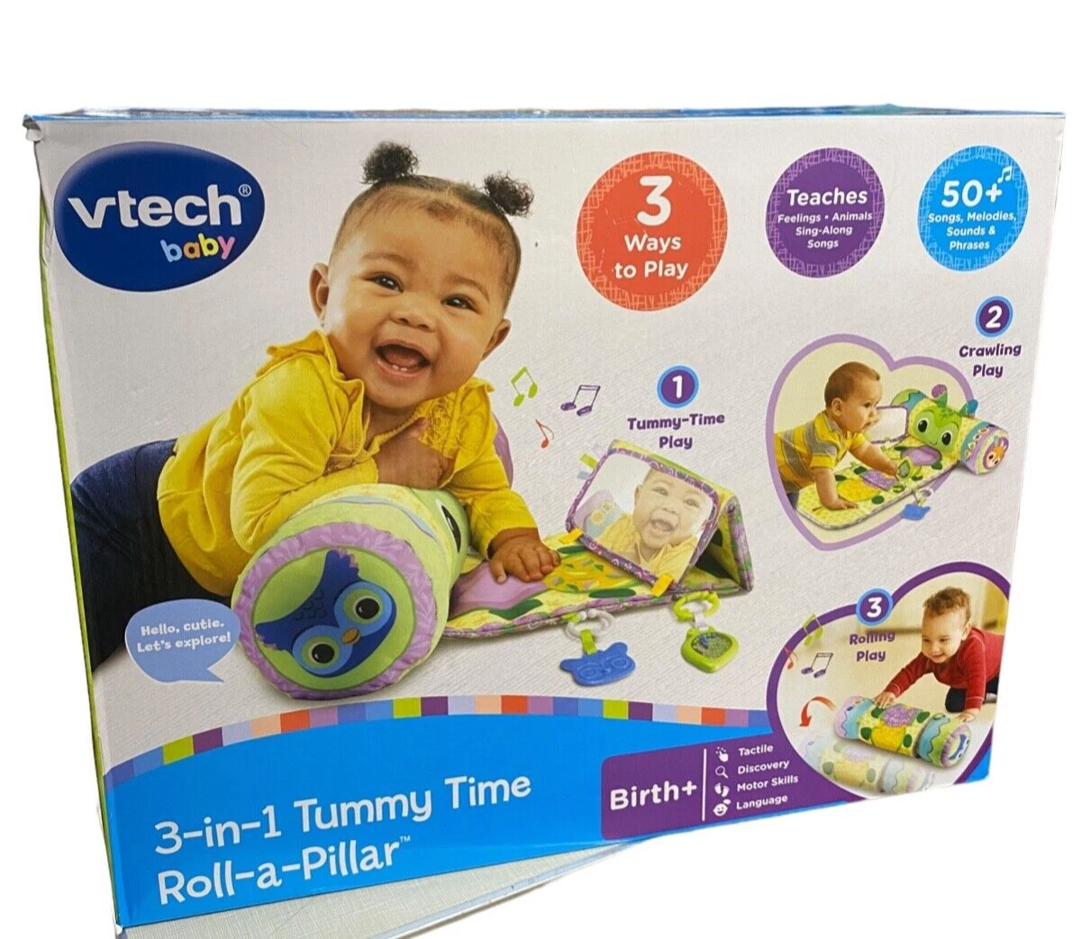 VTech 3-in-1 Tummy Time Roll-a-Pillar Playmat w/Colorful Buttons. Birth +/ NEW!