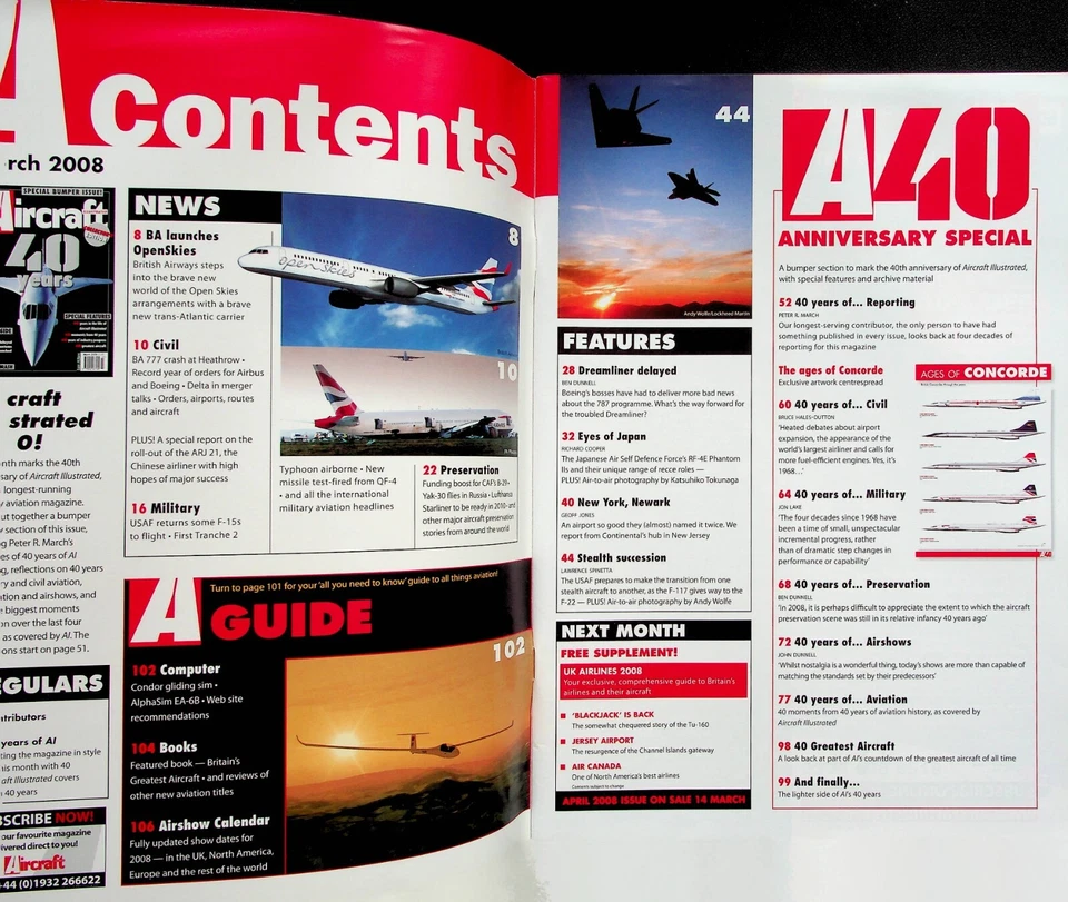 Aircraft Illustrated Magazine 40 Years Special Bumper Issue Vol 41 #3 March 2008 - Image 2 of 4