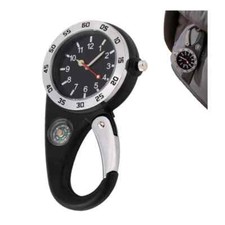 Carabiner Pocket Watch with Compass, Portable Clock for Hiking and Camping Trip