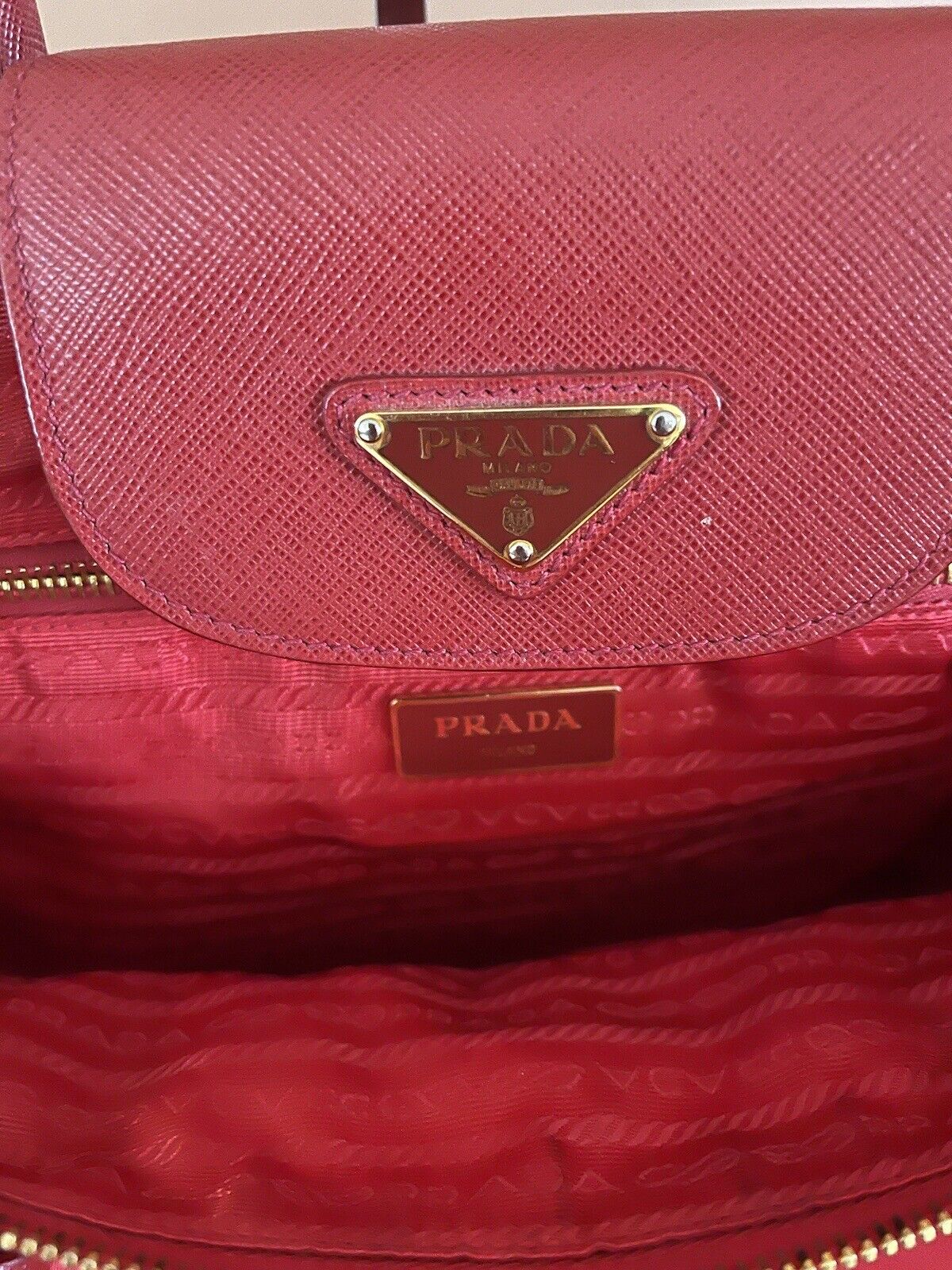 Authentic Prada Red Tessuto Nylon Saffiano Tote C… - image 11