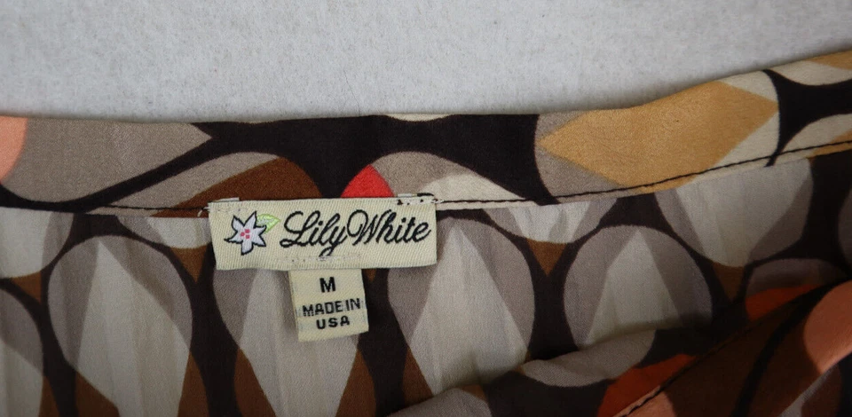 LILY 白色 - 女士珊瑚和棕色印花百褶裙 - M 码 — 第 3/4 张图片