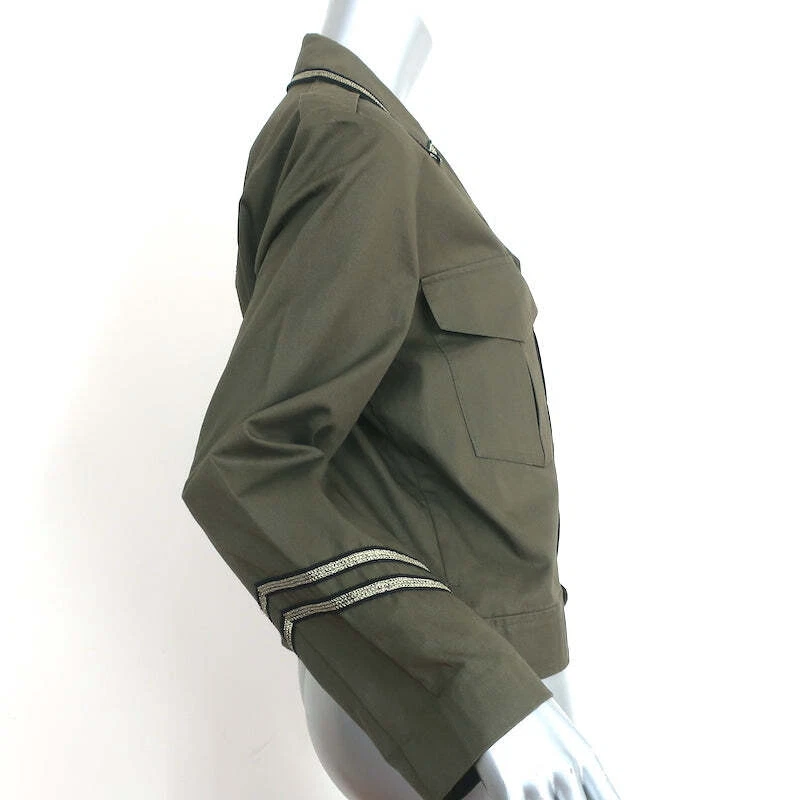 Zadig & Voltaire Crystal-Embellished Military Jacket Kalen Olive Size Medium - Image 3 of 4