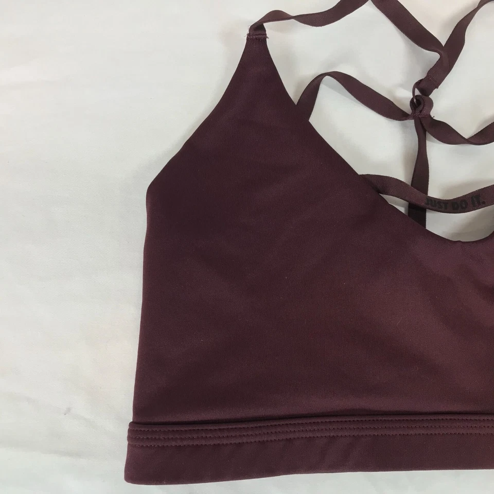 SUJETADOR DEPORTIVO NIKE DRI FIT ~ MUJER MEDIANA ~ GRANATE CON TIRAS EN LA ESPALDA YOGA Foto 2 de 4