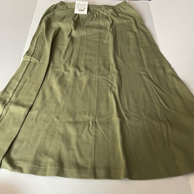 Peruvian Connection NWT Pistachio Green Midi Skirt M 100% Pima Cotton