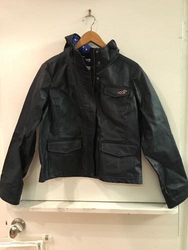 Blue RAIN COAT JACKET BUTTON POCKETS 
