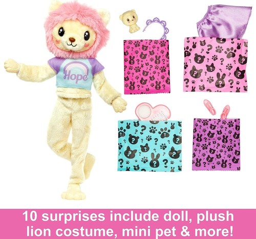 Barbie Cutie Reveal Bambola con Capelli Biondi e Leone Peluche Costume, 10 Sorprese - Foto 6 di 6