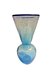 Unique Hand Blown Glass Decor Art Vase Signed Gray 8" tall.