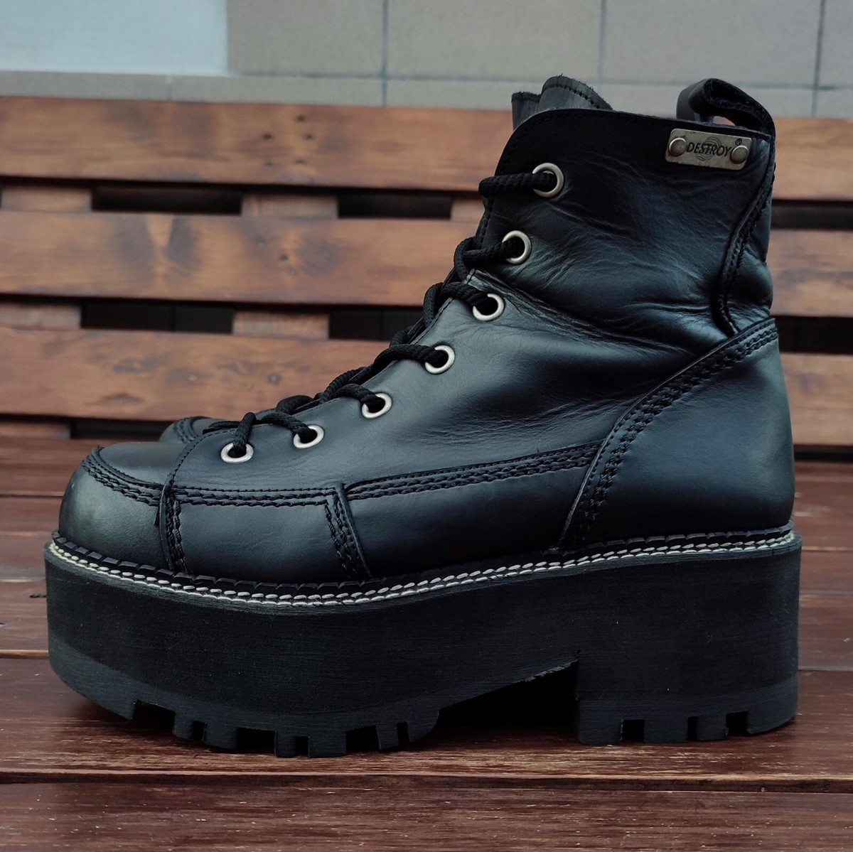 Destroy 90s Y2K Chunky Platform Boots US 11 EU 41 Lace Up Destroy 90s Y2K Chunky Platform Boots US 11 EU 41 Lace Up