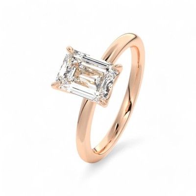 18 K Rotgold Ehering IGI CVD 1,75 Kt Smaragdschliff Laborgrown E F VVS Diamant