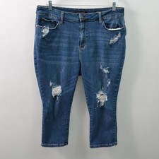 Judy Blue Jeans Capri Fit Womens 20W Distressed 20" Inseam Stretch Denim