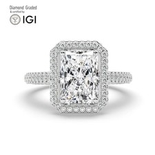 Radiant Solitaire Labgrown Diamond Engagement Ring Platinum 6.30 Ct