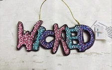 “Wicked” Beaded Sequined Hanging Ornament, Wreath Embellishment Decor