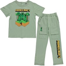 Minecraft Boys Adaptive T-Shirt & Cargo Sweatpants Set, Gaming Clothing...