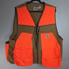 Vintage Carhartt Vest Mens 2XL Duck Hunting Canvas Orange 90s Full Zip Outdoor