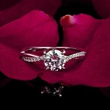 2Ct Round Cut Lab Created Diamond Engagement Wedding Ring 14K White Gold Plated