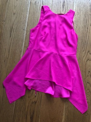 COAST SAMANTHA LONGLINE TOP WOMEN'S HOT PINK PEPLUM LACE-UP DRESS TOP UK 10