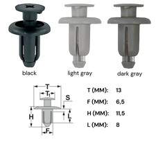 Clips Ø 6,5 mm Kopf 13 mm Befestigungs Sprei...