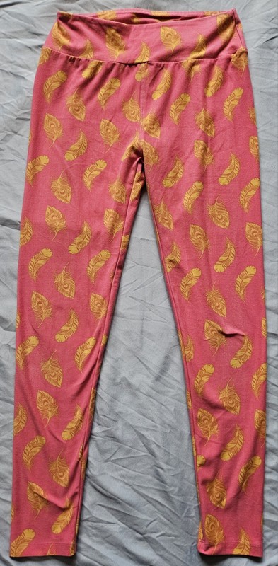 Womans One Size Lularoe Pink Feather Leggings