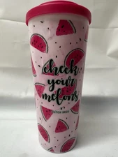 Dutch Bros Coffee Check Your Melons Tumbler Cup Watermelon Cancer Awareness