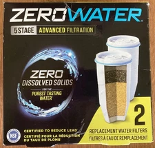 ZeroWater 5 Stage Replacement Filters 2pk Advanced Filtration - New