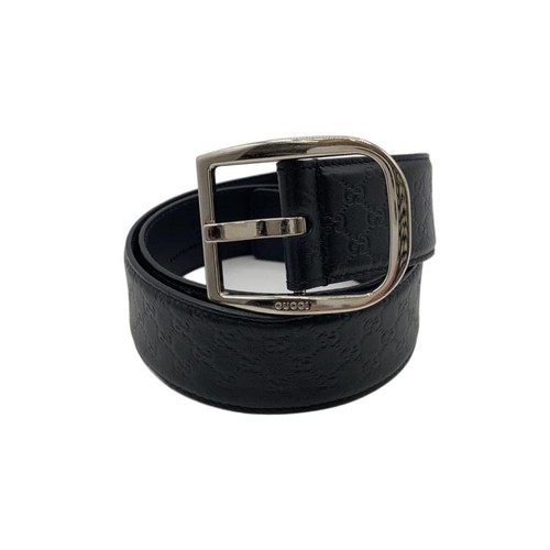 Used GUCCI◆Belt/Leather/BLK/Allover pattern/Men's/449716//