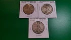 3 - Walking Liberty 90% Silver Half Dollars 1927 P, D, & S Date run US Coins -W1