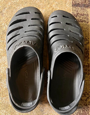 Nautica Men's Black Slip-On Clog Sandals Rubber Upper Logo US 13