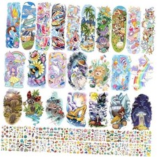 66 Sheets Full  Half Arm Temporary Tattoos Sleeves for Kids, Mixed Size Fake