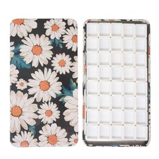 Watercolor Tins Palette Paint Case with 40pcs Plastic Half Pans Flower 