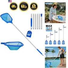 Pool Skimmer Net Hot Tub Spa Pond Pool Net with Aluminum Pole 31.7 to 68.4 Inch