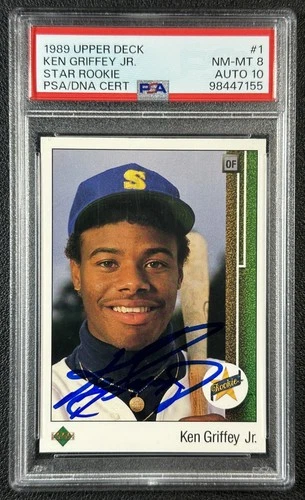 KEN GRIFFEY JR. PSA 8 1989 UPPER DECK #1 ROOKIE DNA 10 AUTOGRAPH AUTO RC 7155