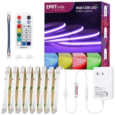 EMITEVER RGB LED Strip Light 16 4ft Dimmable COB 24V Flexible LED Color Changing