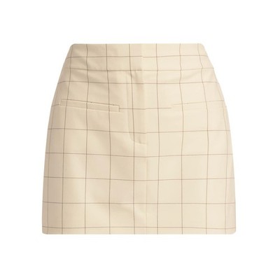 $348 Veronica Beard Elara Grid Skirt Womens Size 6 Ecru Deep Ochre MiniSkirt New