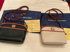 Dooney & Bourke Pebbled Leather Mini Domed Crossbody Bag Black or Bone