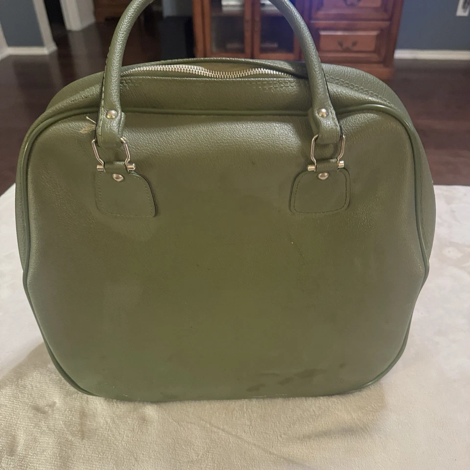 Vintage Airway Industries Avocado Green Luggage Carry-on Bag Travel Tote 70s - Image 4 of 4