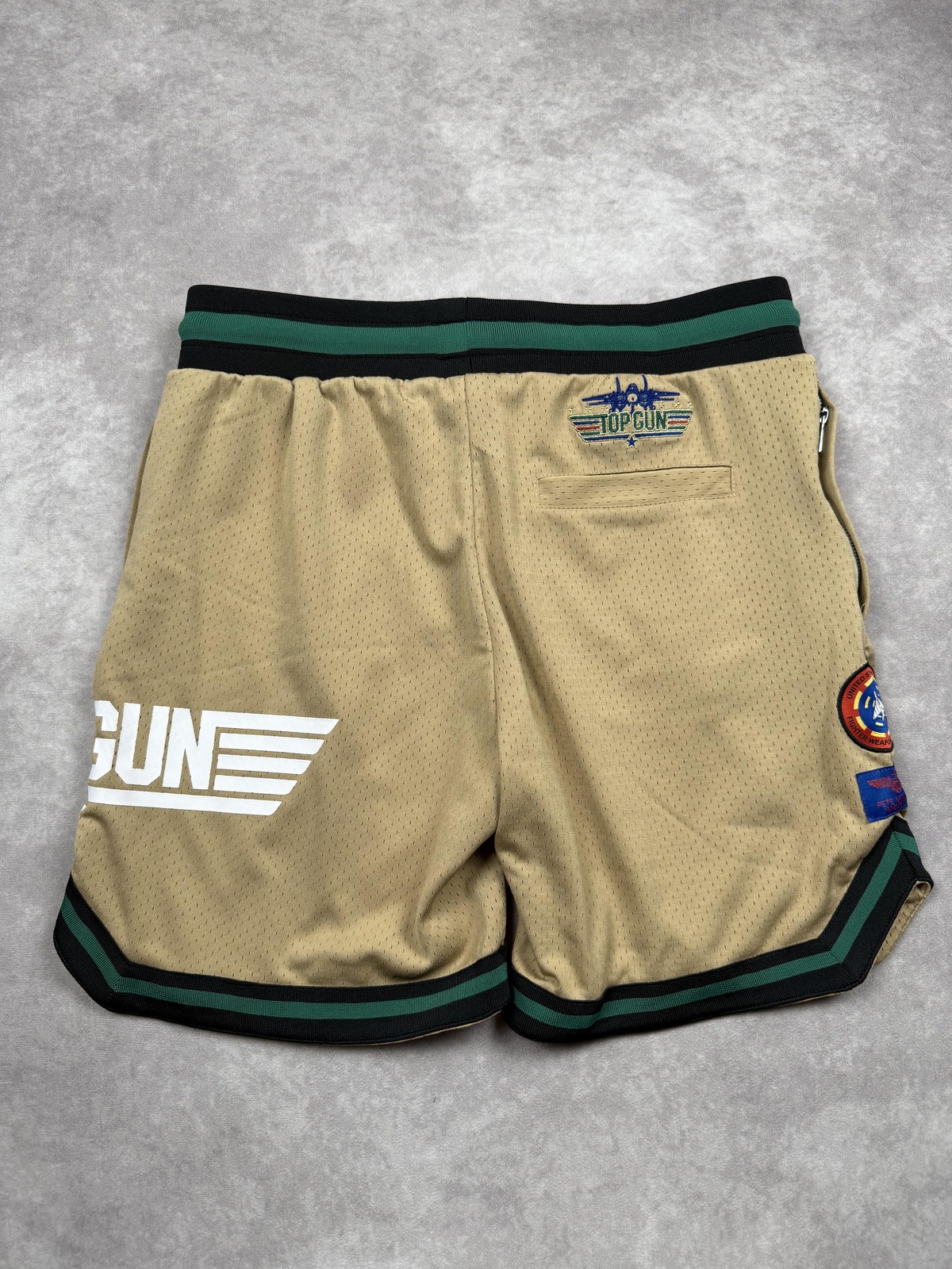 Shoe Palace X Top Gun Maverick Shorts Mens Large Khaki Basketball Patches thumbnail 16