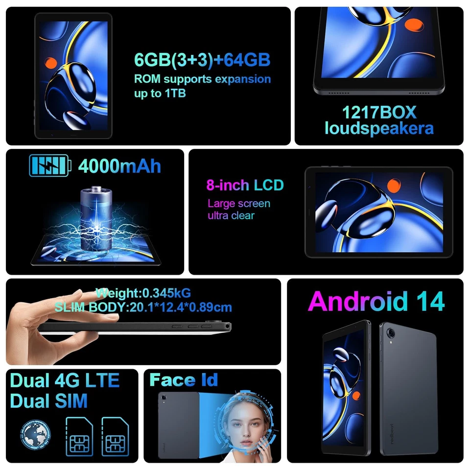Android 14 8 inch with Keyboard, 4G LTE Dual SIM, 6GB RAM 64GB ROM (Expandabl... - Image 2 of 4