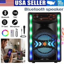 Portable Bluetooth Speaker 8 inch Sub Woofer Heavy Bass Loud Sound Party System